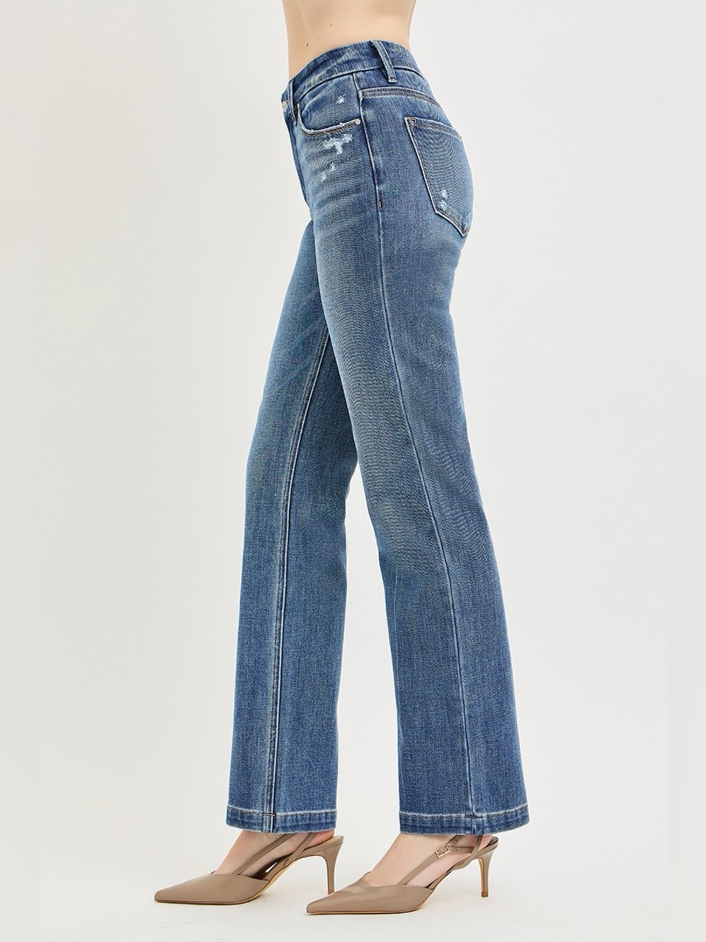 RISEN Tummy Control 4way Stretch Mid Rise Straight Crease Line - Picture 4 of 7